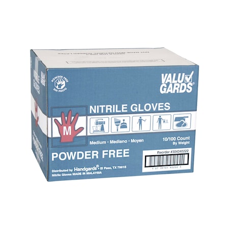 Valugards Valugards White, Disposable Gloves, Nitrile, Powder-Free, M, 1000 PK, White 304340222
